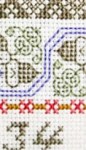 detail of floral alphabet sampler