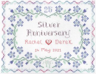 25th Wedding Anniversary sampler cross stitch kit