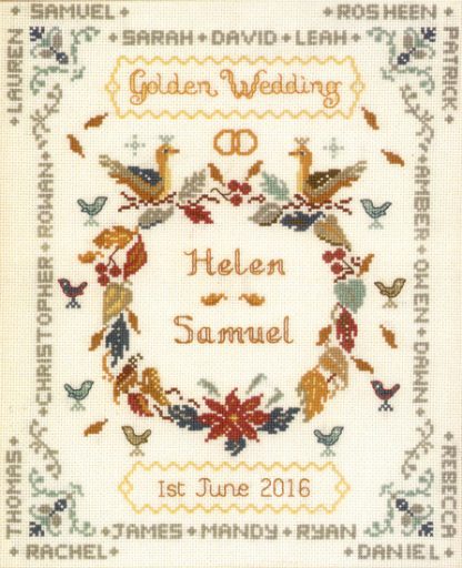 Golden Wedding anniversary cross stitch kit