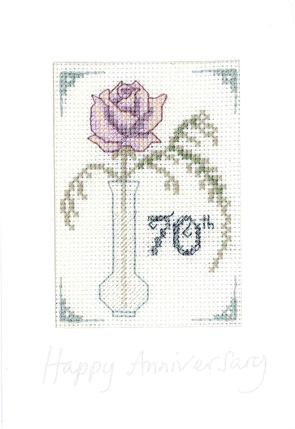 Rose Platinum Anniversary card cross stitch kit
