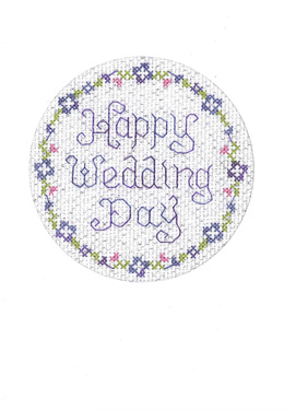 Blue Wedding day card cross stitch