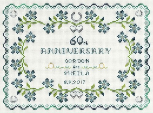 60th Wedding  Anniversary  Sampler cross  stitch  kit 