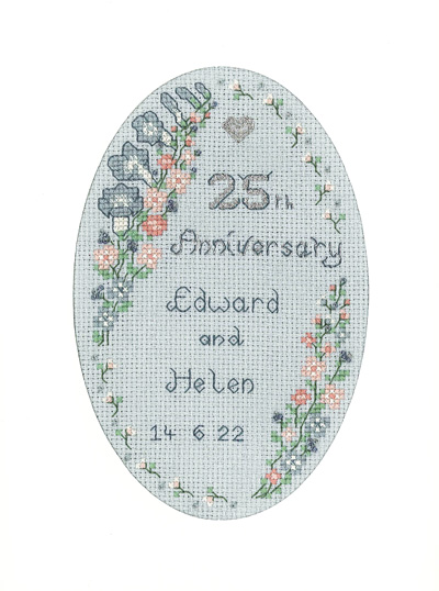 Garland Silver Anniversary card cross stitch