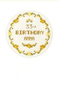 golden flowers birthday card cross stitch kit