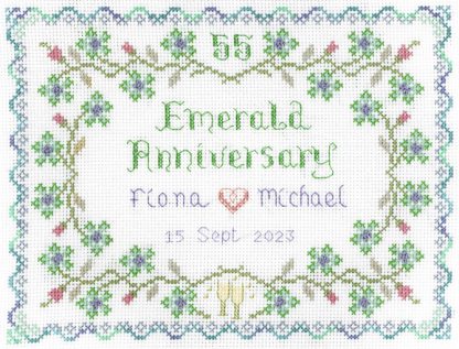 55th Wedding Anniversary Sampler cross stitch