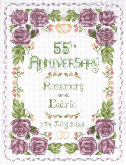 Rose 55th anniversary sampler cross stitch kit