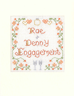 Mini Peach Engagement card cross stitch