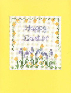 Flowers Happy Easter card cross stitch kit
