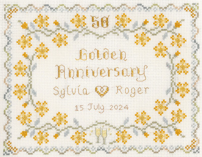 50th Wedding Anniversary Sampler cross stitch kit