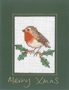 Mini Robin Xmas card cross stitch