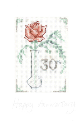Rose Pearl Anniversary card cross stitch kit
