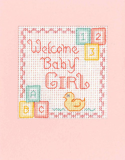 New Baby Girl card cross stitch