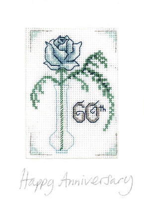 Rose Diamond Anniversary card cross stitch kit
