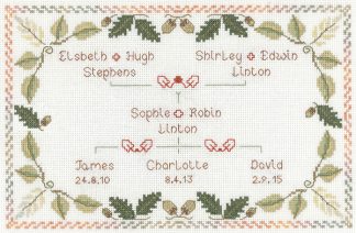 Family Tree sampler cross stitch