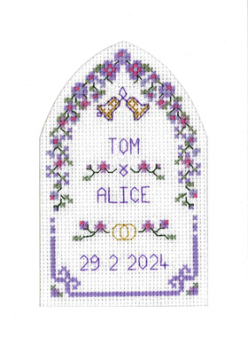 Lilac Arch Wedding card cross stitch