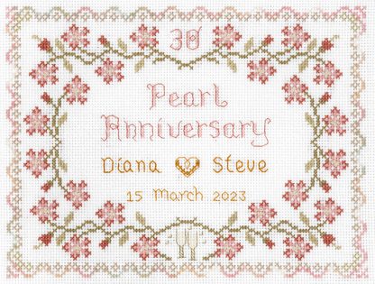 30th wedding anniversary sampler cross stitch