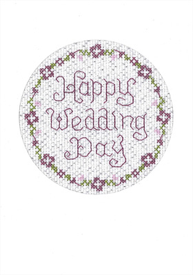 Plum Wedding day card cross stitch