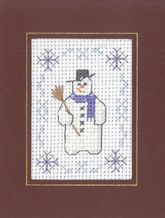 Mini snowman Xmas card cross stitch
