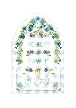 Turquoise Arch Wedding card cross stitch